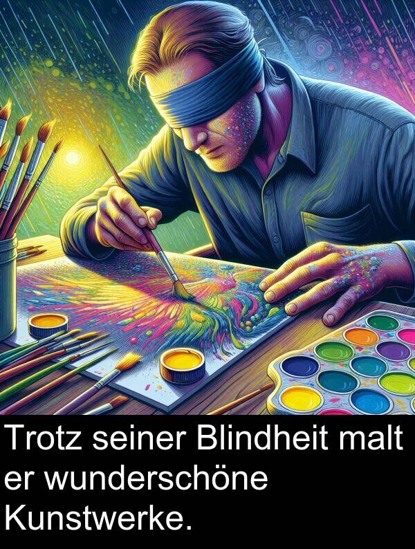 malt: Trotz seiner Blindheit malt er wunderschöne Kunstwerke.