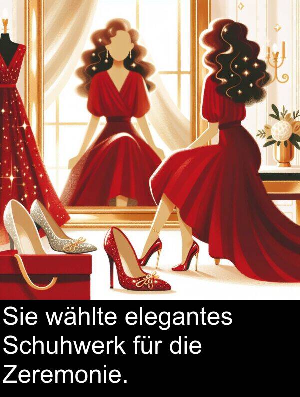 wählte: Sie wählte elegantes Schuhwerk für die Zeremonie.