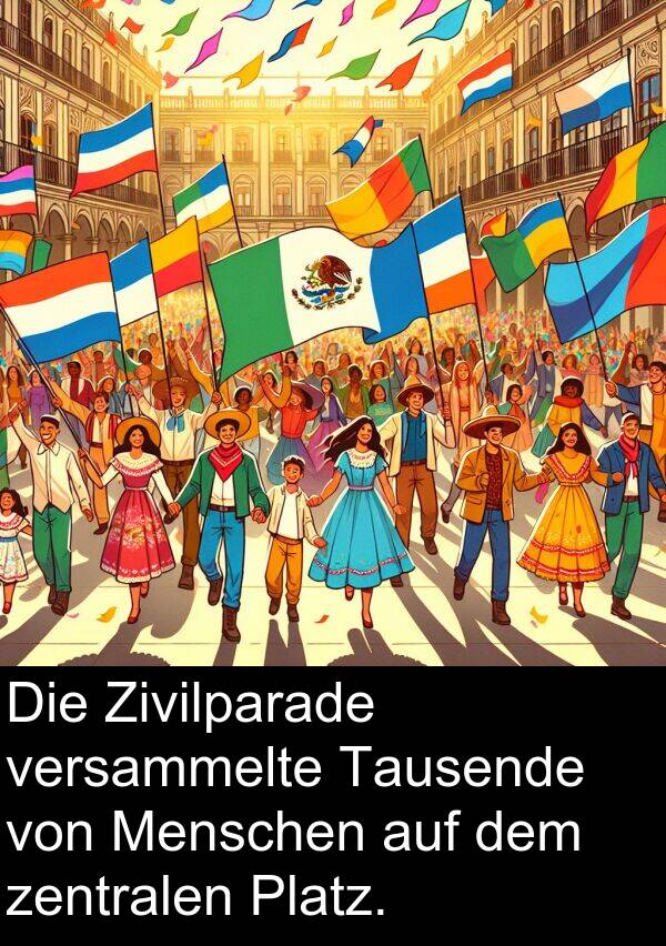 Menschen: Die Zivilparade versammelte Tausende von Menschen auf dem zentralen Platz.