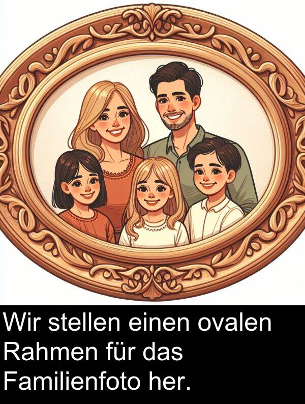 Familienfoto: Wir stellen einen ovalen Rahmen für das Familienfoto her.