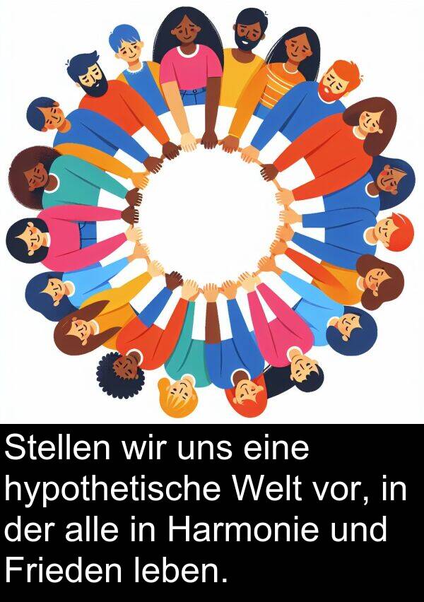 Frieden: Stellen wir uns eine hypothetische Welt vor, in der alle in Harmonie und Frieden leben.