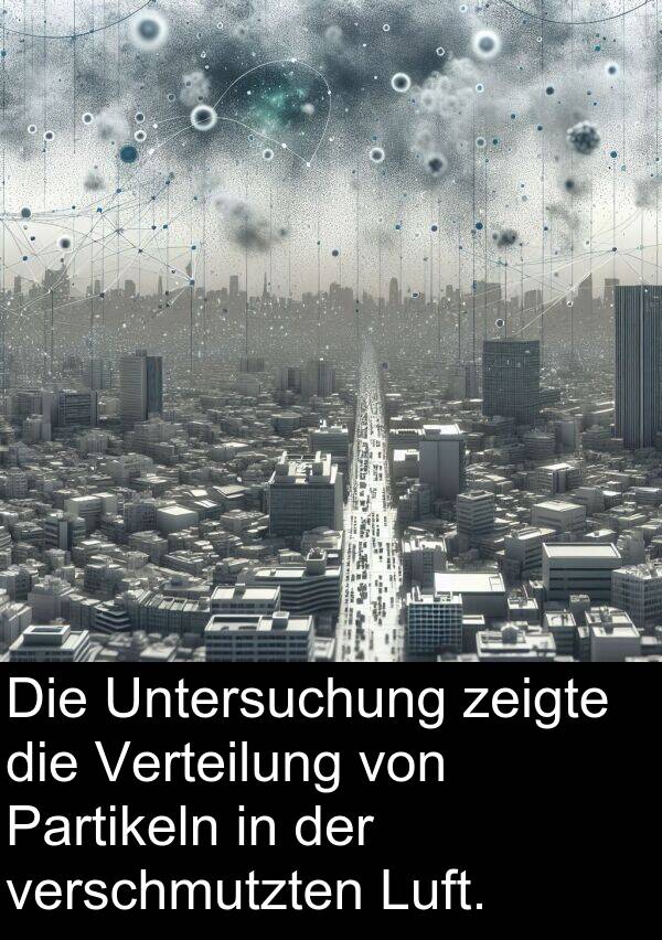 zeigte: Die Untersuchung zeigte die Verteilung von Partikeln in der verschmutzten Luft.