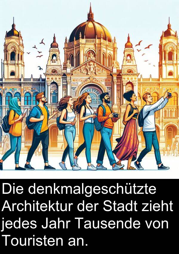 Jahr: Die denkmalgeschützte Architektur der Stadt zieht jedes Jahr Tausende von Touristen an.