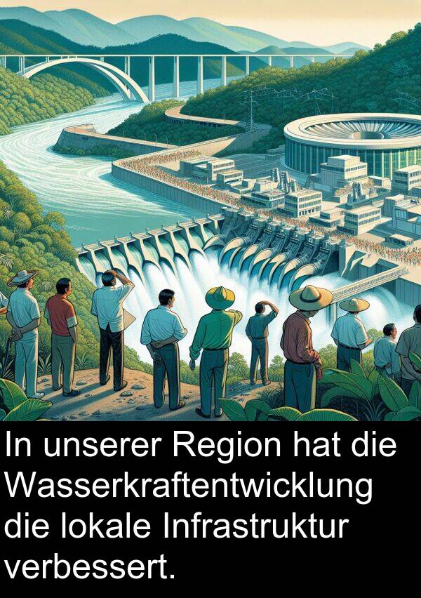unserer: In unserer Region hat die Wasserkraftentwicklung die lokale Infrastruktur verbessert.