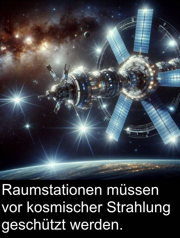Strahlung: Raumstationen müssen vor kosmischer Strahlung geschützt werden.