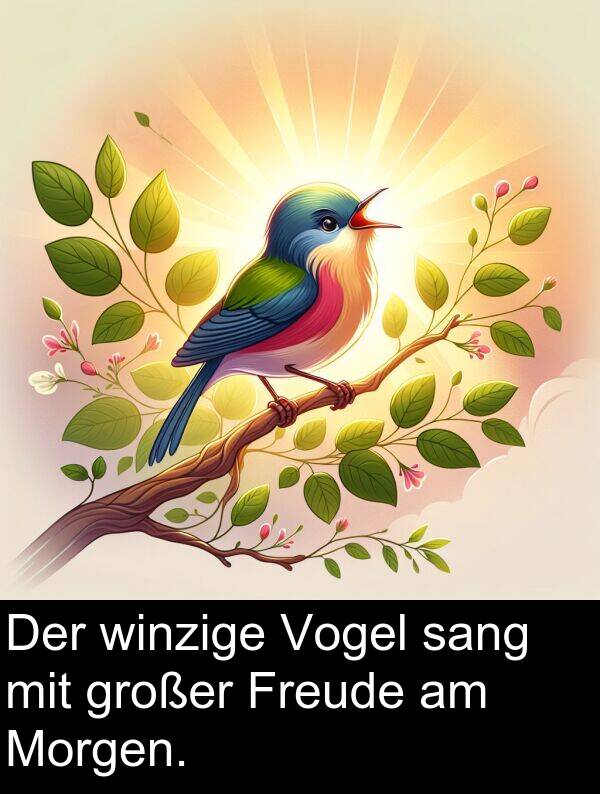 winzige: Der winzige Vogel sang mit großer Freude am Morgen.