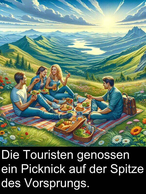 Picknick: Die Touristen genossen ein Picknick auf der Spitze des Vorsprungs.