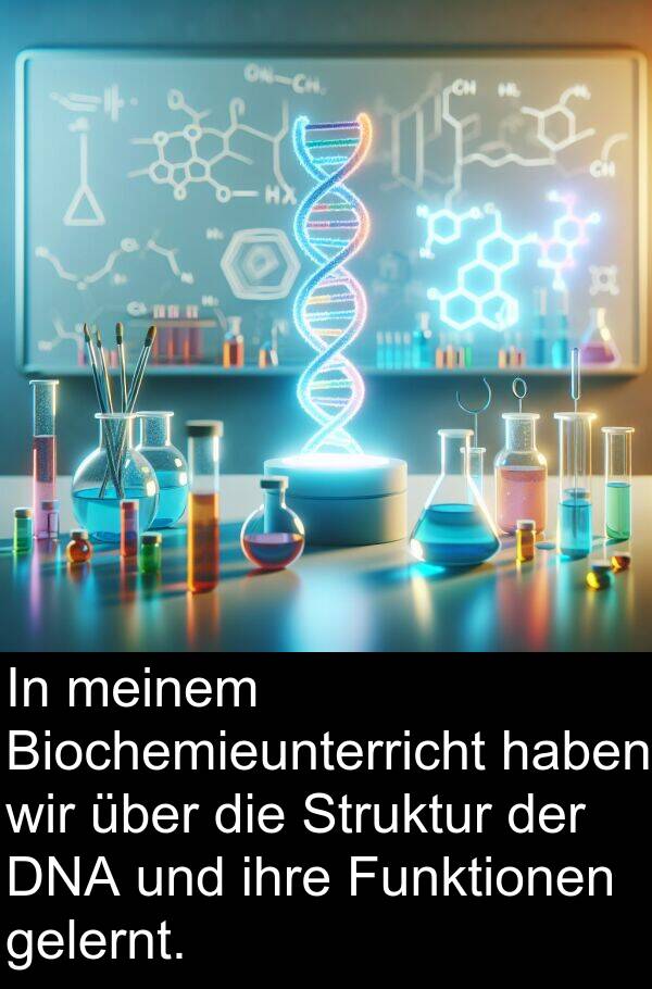 Funktionen: In meinem Biochemieunterricht haben wir über die Struktur der DNA und ihre Funktionen gelernt.