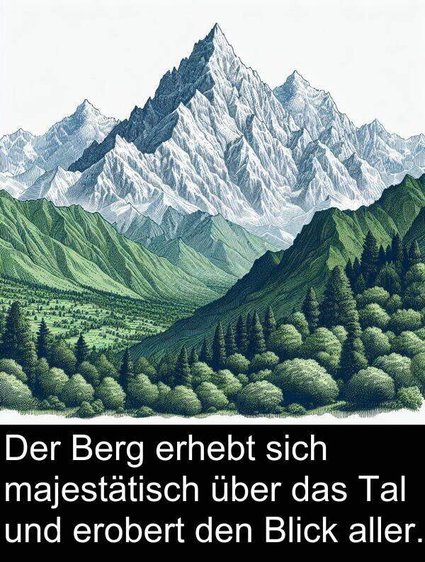 Tal: Der Berg erhebt sich majestätisch über das Tal und erobert den Blick aller.