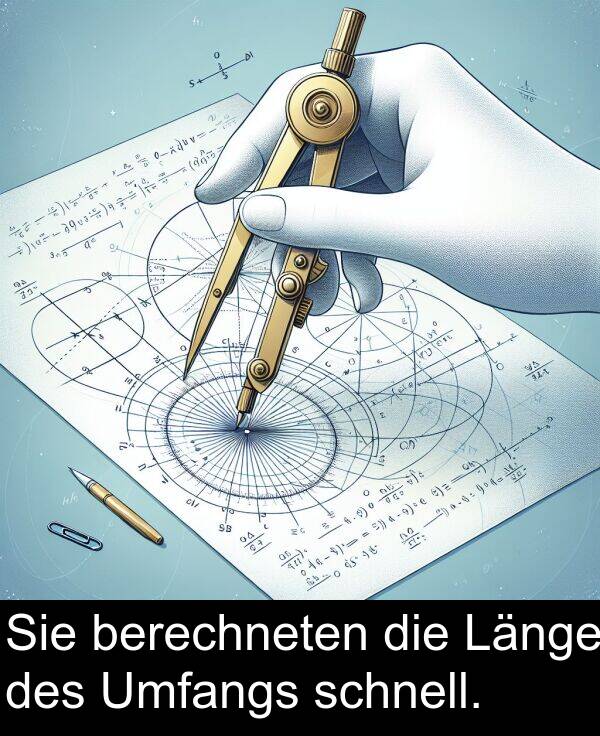 des: Sie berechneten die Länge des Umfangs schnell.