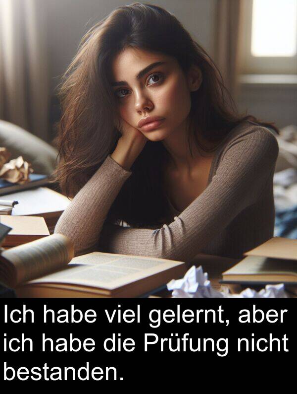 Prüfung: Ich habe viel gelernt, aber ich habe die Prüfung nicht bestanden.