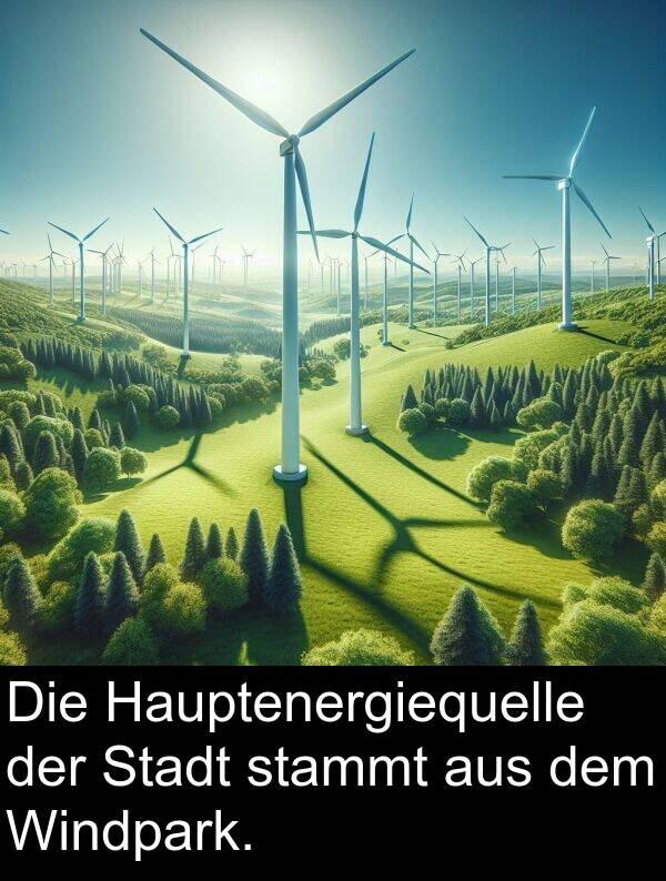 Windpark: Die Hauptenergiequelle der Stadt stammt aus dem Windpark.
