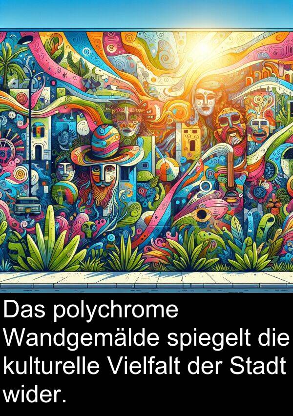 Stadt: Das polychrome Wandgemälde spiegelt die kulturelle Vielfalt der Stadt wider.