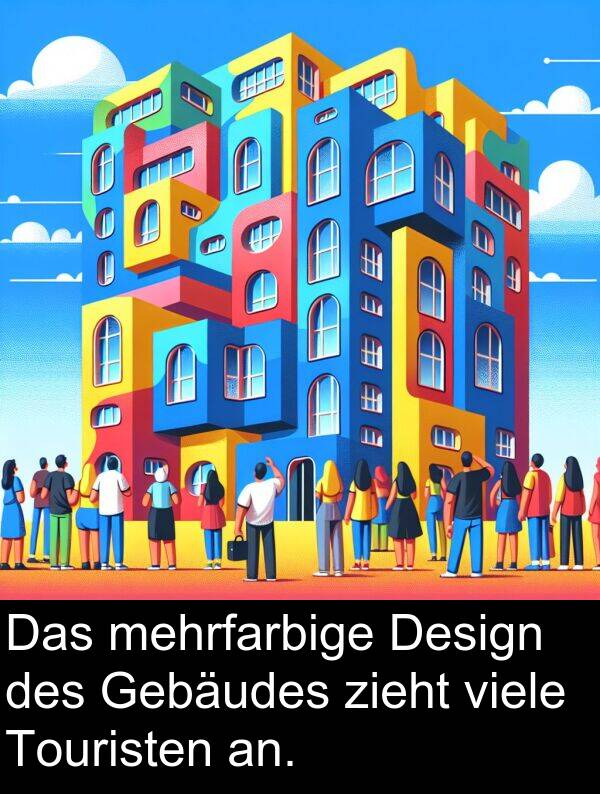 Gebäudes: Das mehrfarbige Design des Gebäudes zieht viele Touristen an.
