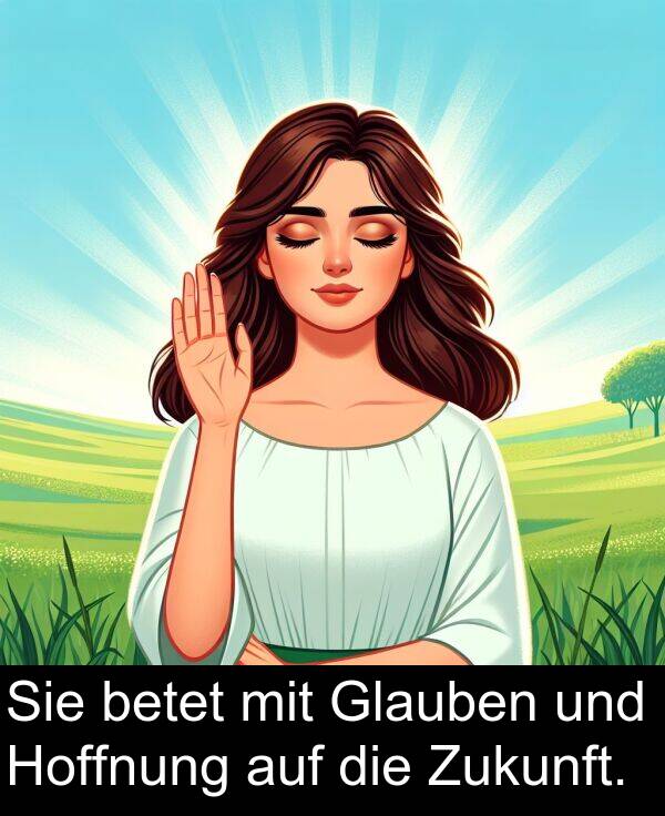 Zukunft: Sie betet mit Glauben und Hoffnung auf die Zukunft.