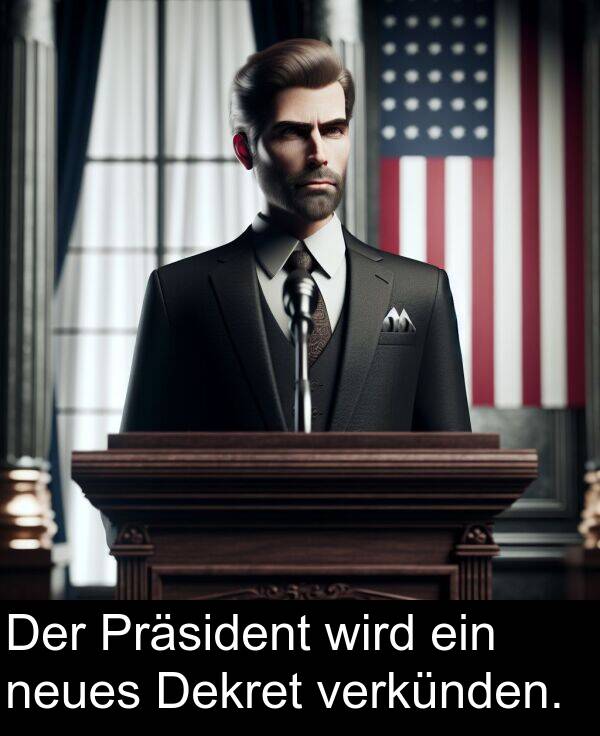 wird: Der Präsident wird ein neues Dekret verkünden.