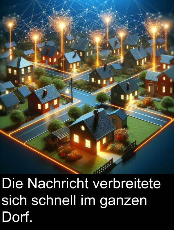 Nachricht: Die Nachricht verbreitete sich schnell im ganzen Dorf.