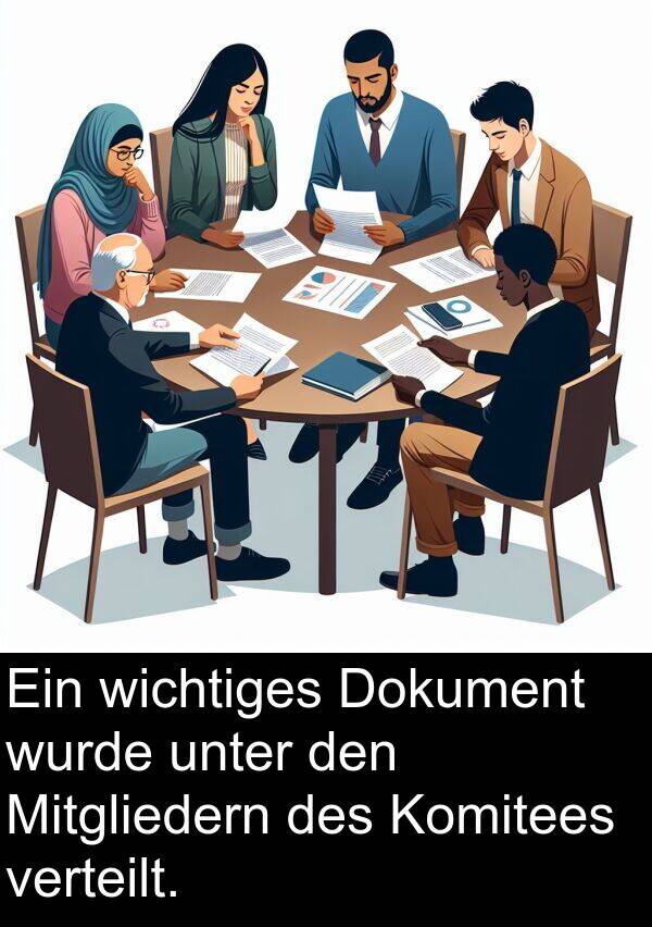 unter: Ein wichtiges Dokument wurde unter den Mitgliedern des Komitees verteilt.