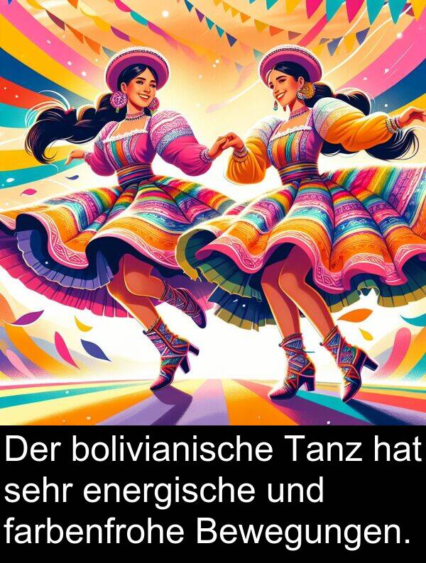 farbenfrohe: Der bolivianische Tanz hat sehr energische und farbenfrohe Bewegungen.