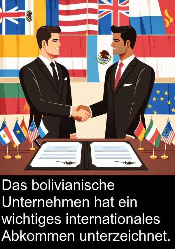 Unternehmen: Das bolivianische Unternehmen hat ein wichtiges internationales Abkommen unterzeichnet.