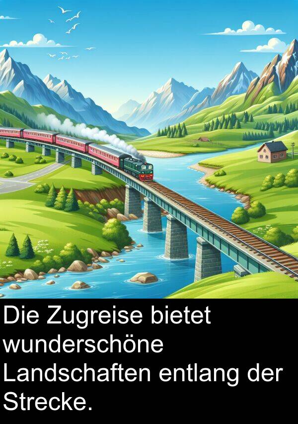 Landschaften: Die Zugreise bietet wunderschöne Landschaften entlang der Strecke.