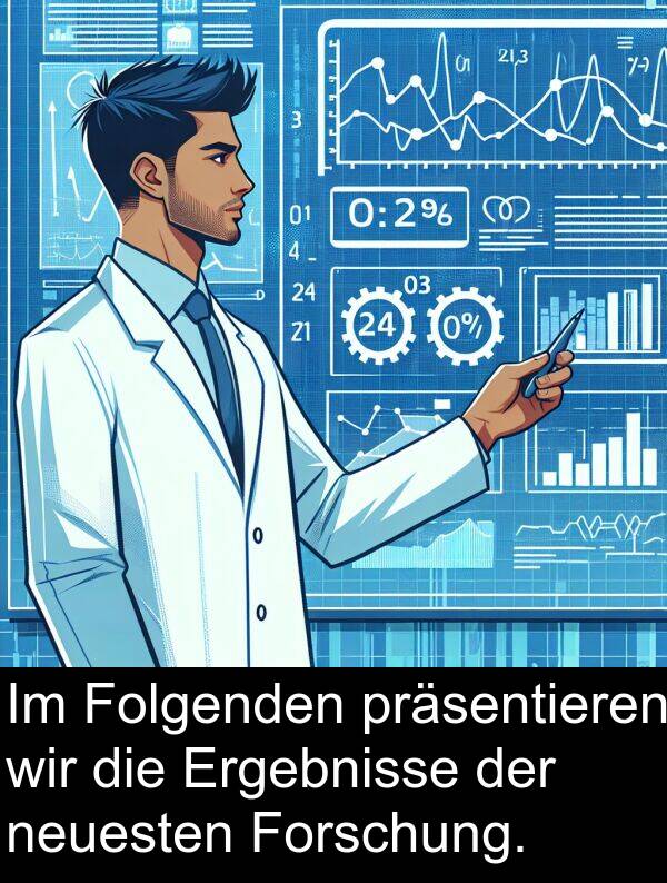 Folgenden: Im Folgenden präsentieren wir die Ergebnisse der neuesten Forschung.
