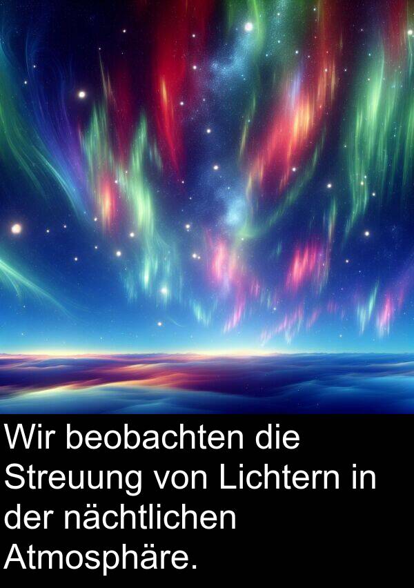nächtlichen: Wir beobachten die Streuung von Lichtern in der nächtlichen Atmosphäre.