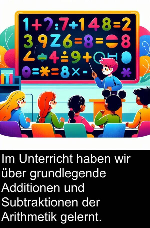 Arithmetik: Im Unterricht haben wir über grundlegende Additionen und Subtraktionen der Arithmetik gelernt.