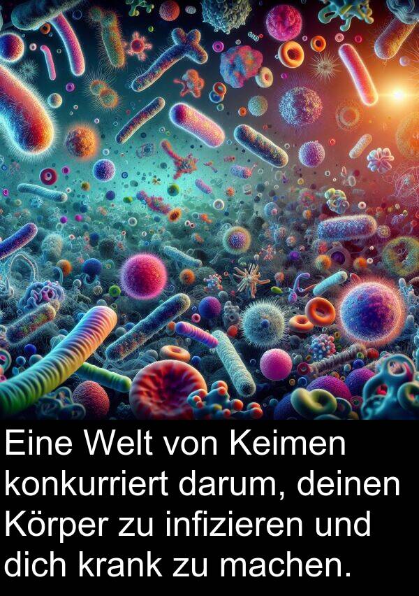 darum: Eine Welt von Keimen konkurriert darum, deinen Körper zu infizieren und dich krank zu machen.