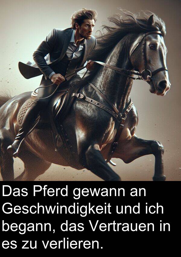 Vertrauen: Das Pferd gewann an Geschwindigkeit und ich begann, das Vertrauen in es zu verlieren.