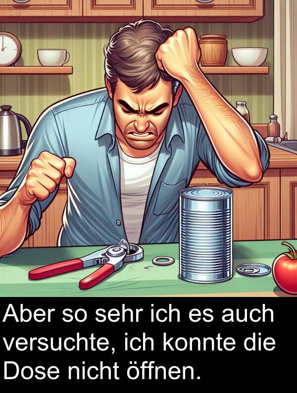Dose: Aber so sehr ich es auch versuchte, ich konnte die Dose nicht öffnen.