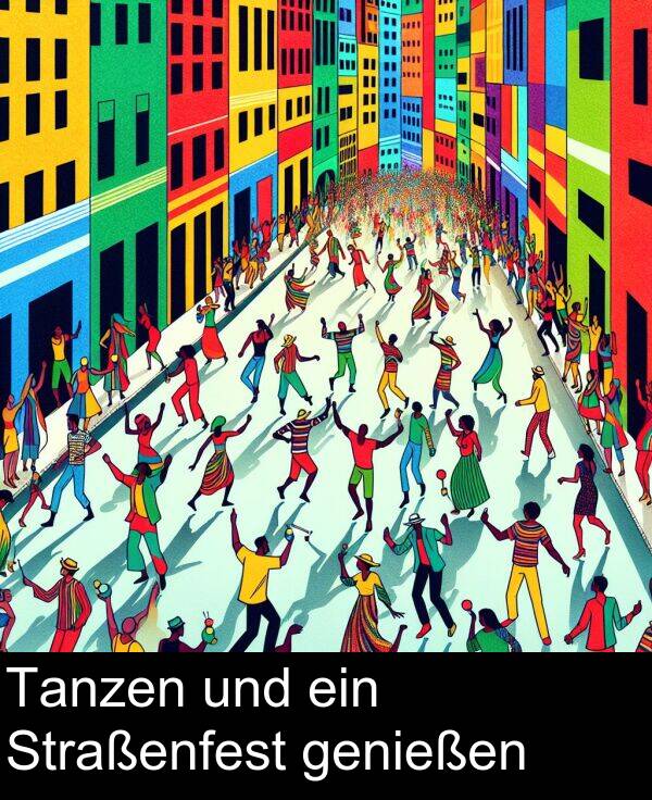 ein: Tanzen und ein Straßenfest genießen