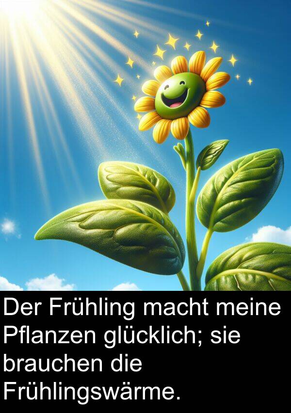 macht: Der Frühling macht meine Pflanzen glücklich; sie brauchen die Frühlingswärme.