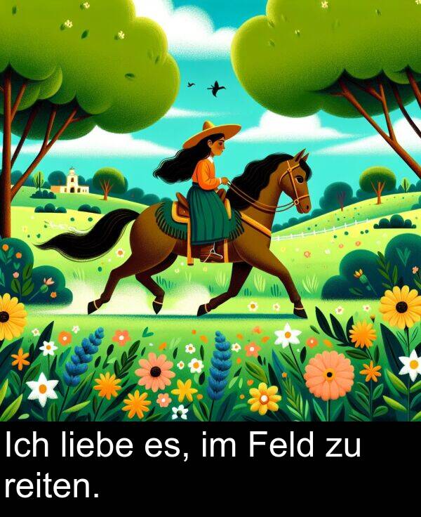 Feld: Ich liebe es, im Feld zu reiten.
