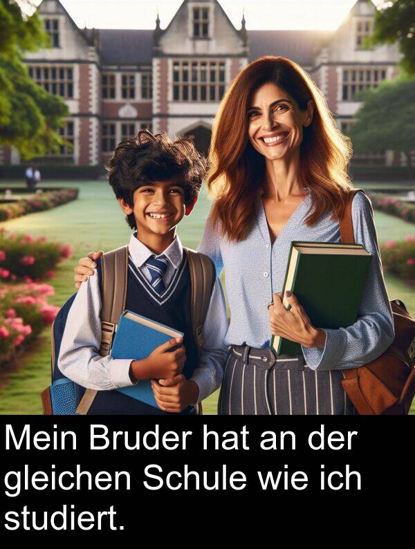 wie: Mein Bruder hat an der gleichen Schule wie ich studiert.