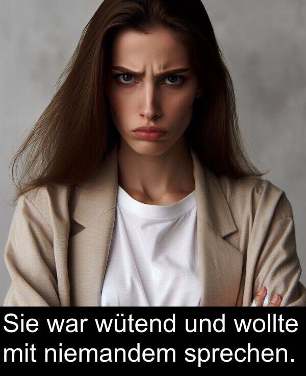 wollte: Sie war wütend und wollte mit niemandem sprechen.