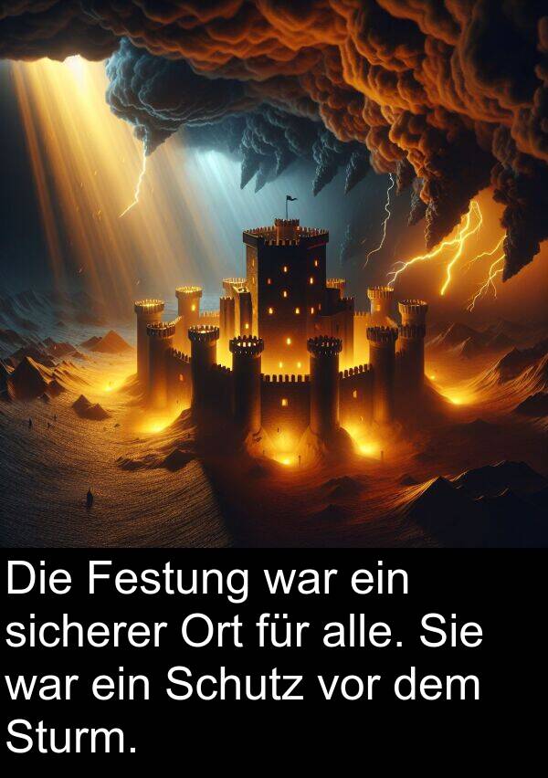 Festung: Die Festung war ein sicherer Ort für alle. Sie war ein Schutz vor dem Sturm.