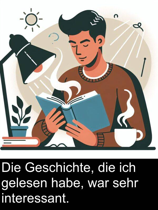 gelesen: Die Geschichte, die ich gelesen habe, war sehr interessant.