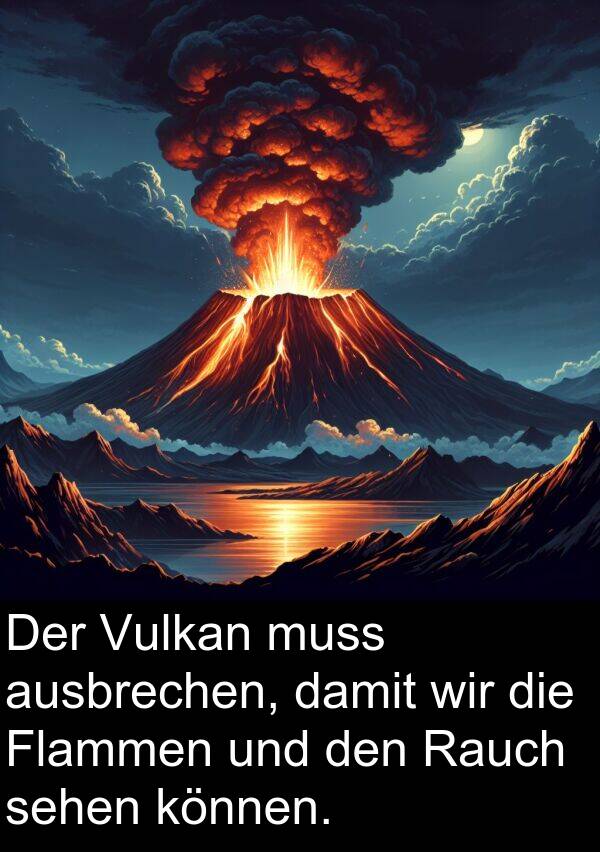 Rauch: Der Vulkan muss ausbrechen, damit wir die Flammen und den Rauch sehen können.