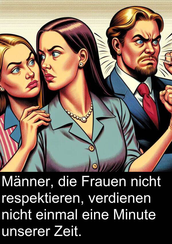 Zeit: Männer, die Frauen nicht respektieren, verdienen nicht einmal eine Minute unserer Zeit.