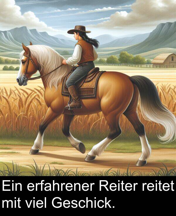 viel: Ein erfahrener Reiter reitet mit viel Geschick.