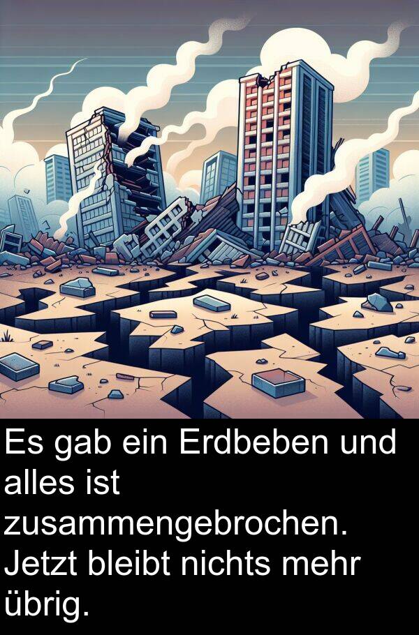 Jetzt: Es gab ein Erdbeben und alles ist zusammengebrochen. Jetzt bleibt nichts mehr übrig.