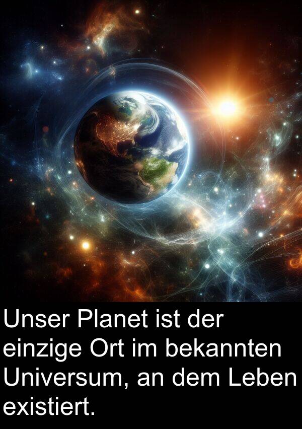 einzige: Unser Planet ist der einzige Ort im bekannten Universum, an dem Leben existiert.