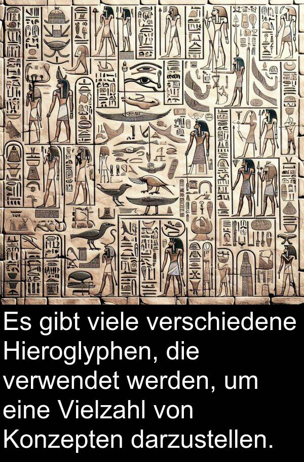 darzustellen: Es gibt viele verschiedene Hieroglyphen, die verwendet werden, um eine Vielzahl von Konzepten darzustellen.