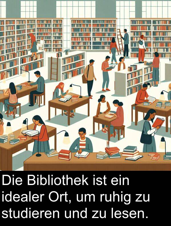 ruhig: Die Bibliothek ist ein idealer Ort, um ruhig zu studieren und zu lesen.