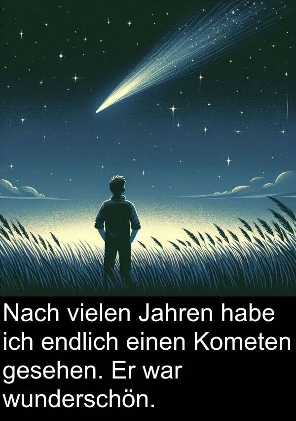 Jahren: Nach vielen Jahren habe ich endlich einen Kometen gesehen. Er war wunderschön.