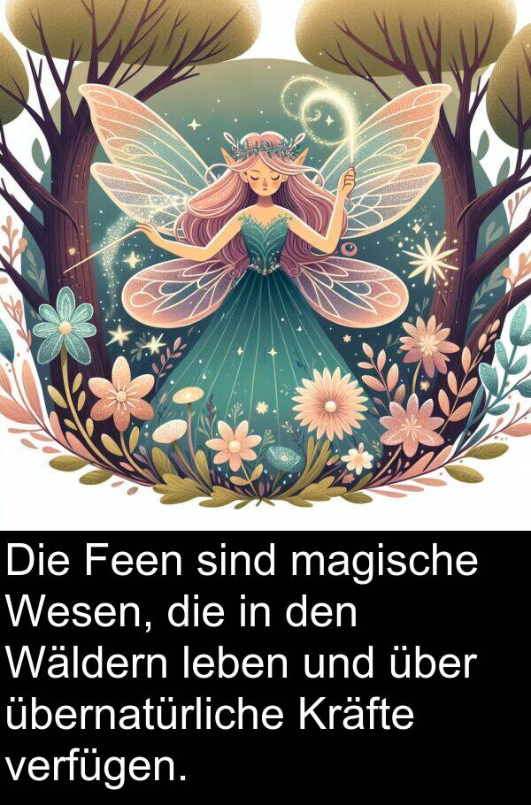 Wäldern: Die Feen sind magische Wesen, die in den Wäldern leben und über übernatürliche Kräfte verfügen.