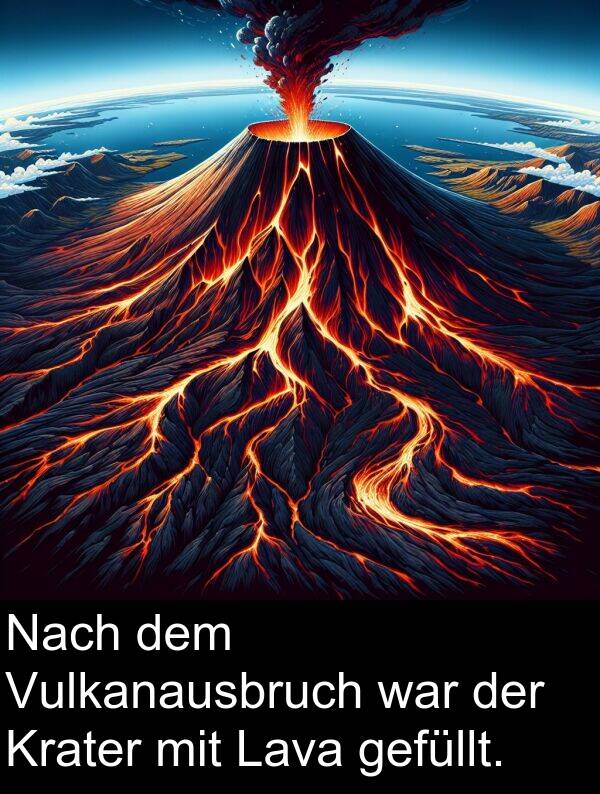 Nach: Nach dem Vulkanausbruch war der Krater mit Lava gefüllt.