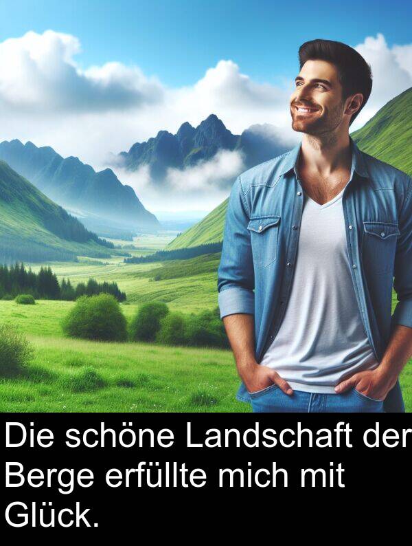 mich: Die schöne Landschaft der Berge erfüllte mich mit Glück.