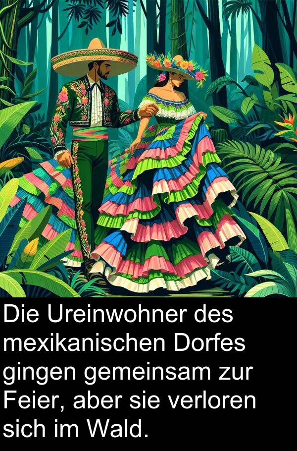 Wald: Die Ureinwohner des mexikanischen Dorfes gingen gemeinsam zur Feier, aber sie verloren sich im Wald.